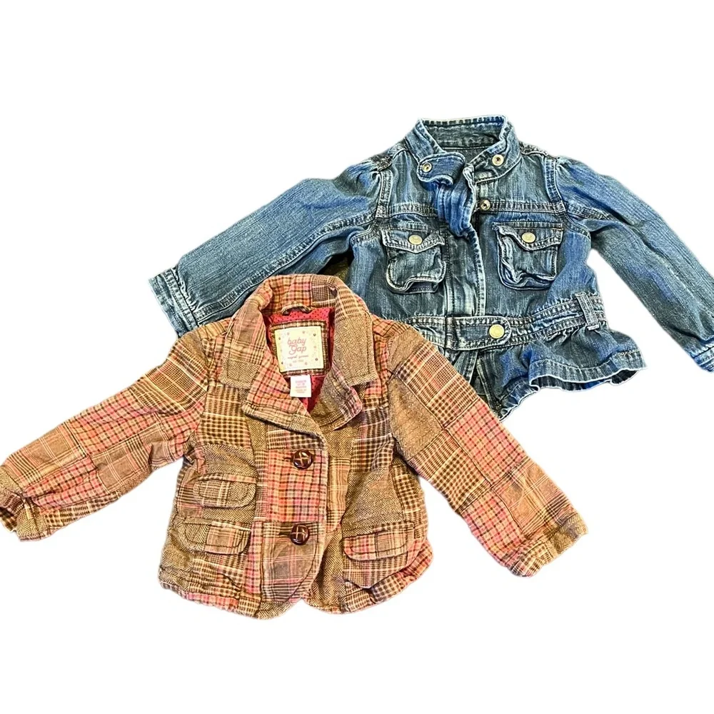 Girls Baby Gap Plaid & Denim Coat Bundle | 12-18M